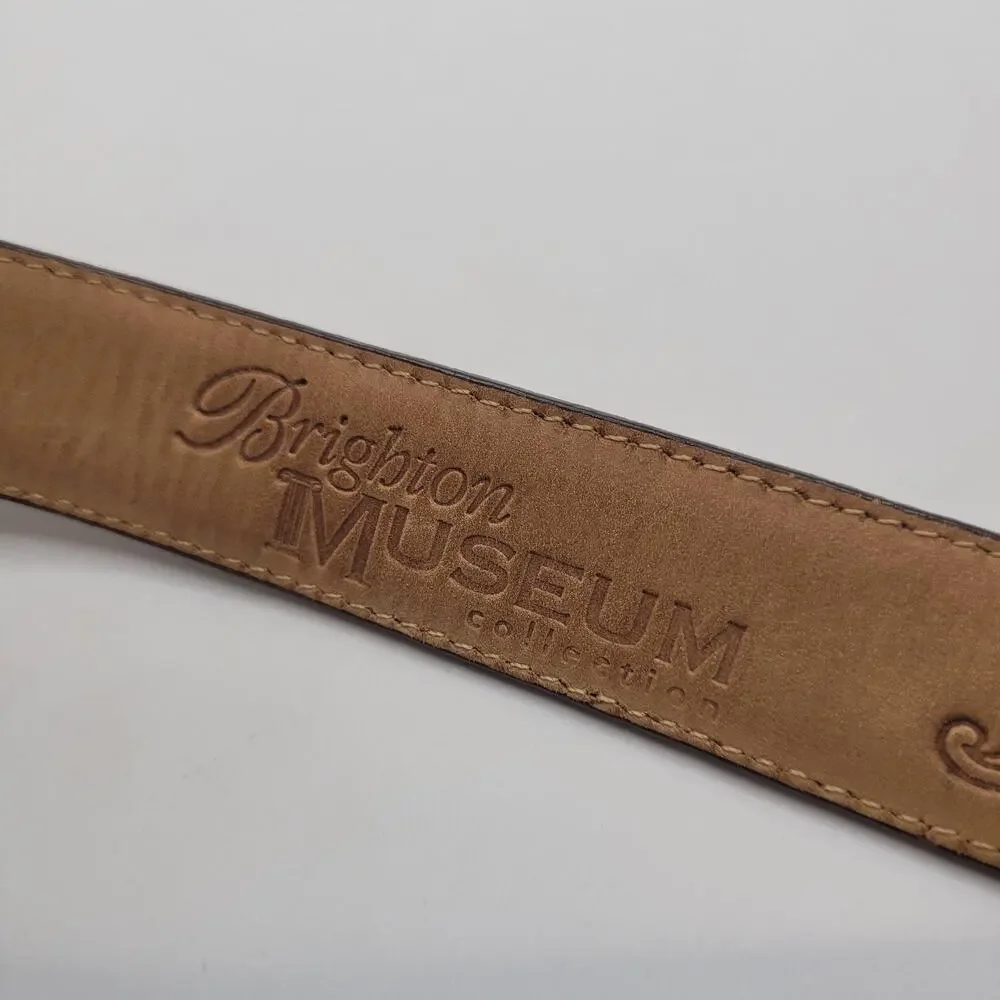 VTG Brighton Belt Sml Brown Leather Croc Embossed Noah's Ark Western 90s Cowgirl